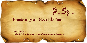 Hamburger Szalóme névjegykártya